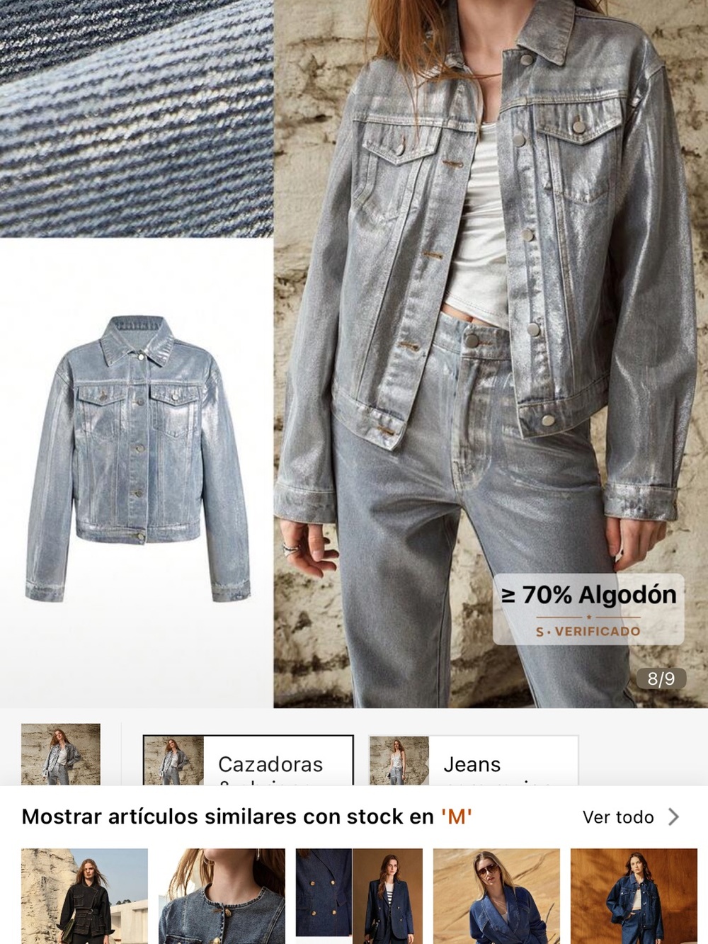 MOTF Silver Metallic Denim Jacket